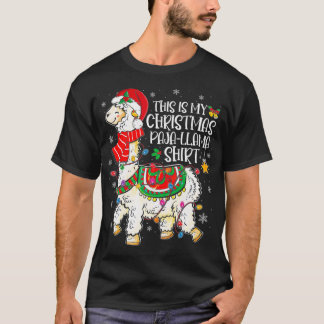 This Is My Christmas Pajama Christmas Llama Santa  T-Shirt