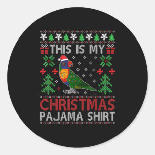 This Is My Christmas Pajama Costume Rainbow Lorike Classic Round Sticker