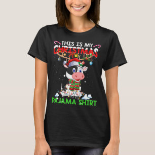 This Is My Christmas Pajama Cow Reindeer Christmas T-Shirt
