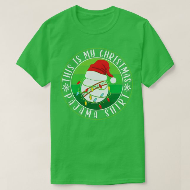 This is My Christmas Pajama Cricket Ball Santa Hat T-Shirt (Design Front)