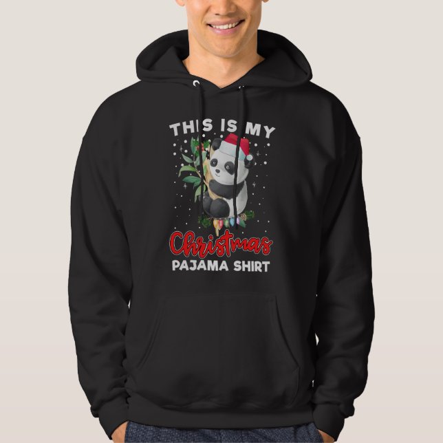 This Is My Christmas Pajama Cute Panda Santa Hat Hoodie (Front)