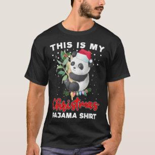 This Is My Christmas Pajama Cute Panda Santa Hat T-Shirt