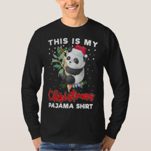 This Is My Christmas Pajama Cute Panda Santa Hat T-Shirt
