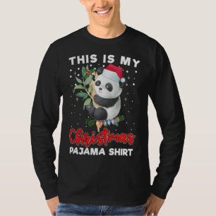 This Is My Christmas Pajama Cute Panda Santa Hat T-Shirt
