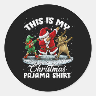 This Is My Christmas Pajama Dabbing Santa Elf Paja Classic Round Sticker