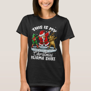 This Is My Christmas Pajama Dabbing Santa Elf Paja T-Shirt