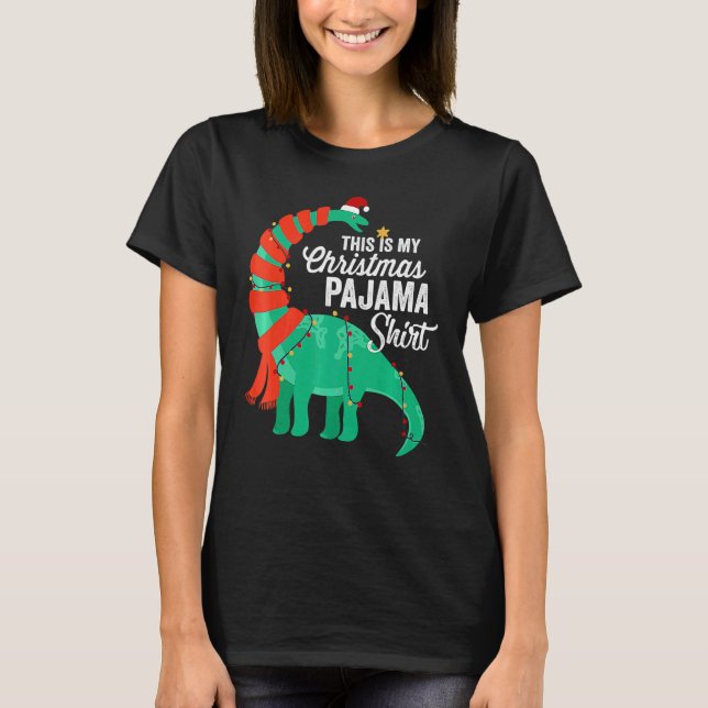 This Is My Christmas Pajama Dinosaur Brontosaurus  T-Shirt (Front)