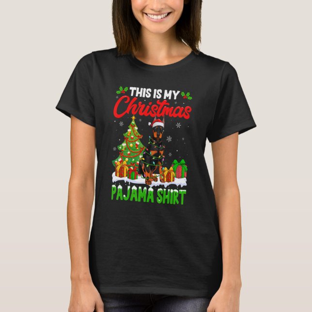 This Is My Christmas Pajama  Doberman Dog T-Shirt (Front)