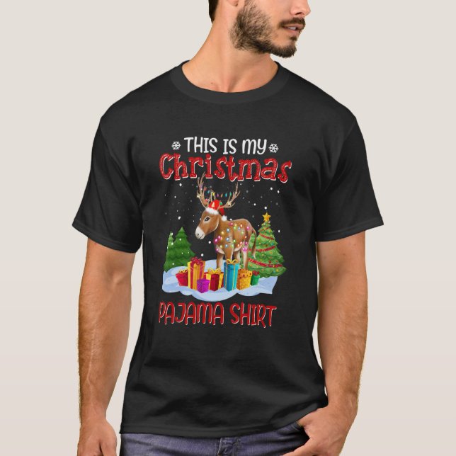 This Is My Christmas Pajama Donkey Light Xmas T-Shirt (Front)