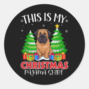 This Is My Christmas Pajama English Mastiff Dog Xm Classic Round Sticker