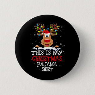 This Is My Christmas Pajama Fun Christmas Reindeer 6 Cm Round Badge