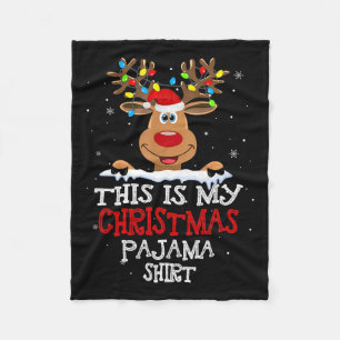 This Is My Christmas Pajama Fun Christmas Reindeer Fleece Blanket