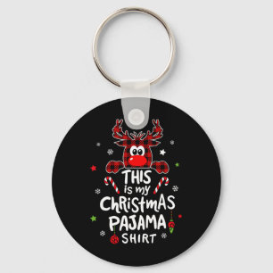 This Is My Christmas Pajama Fun Christmas Reindeer Key Ring