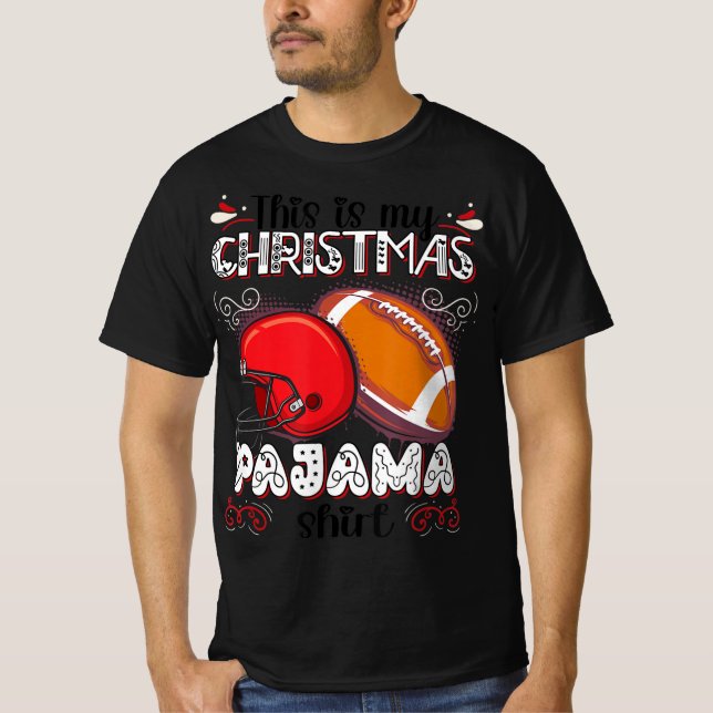This Is My Christmas Pajama Fun Football Christmas T-Shirt (Front)