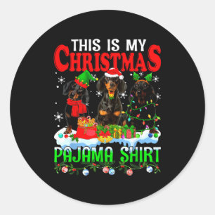 This Is My Christmas Pajama Funny Dachshund Dog Lo Classic Round Sticker