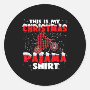 This Is My Christmas Pajama Funny Dirt Bike Motocr Classic Round Sticker