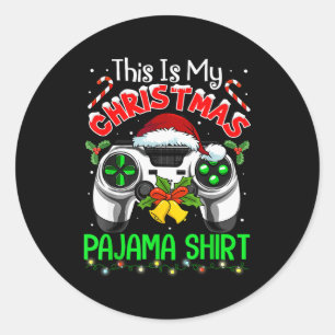 This Is My Christmas Pajama Gamer Video Game Boys  Classic Round Sticker