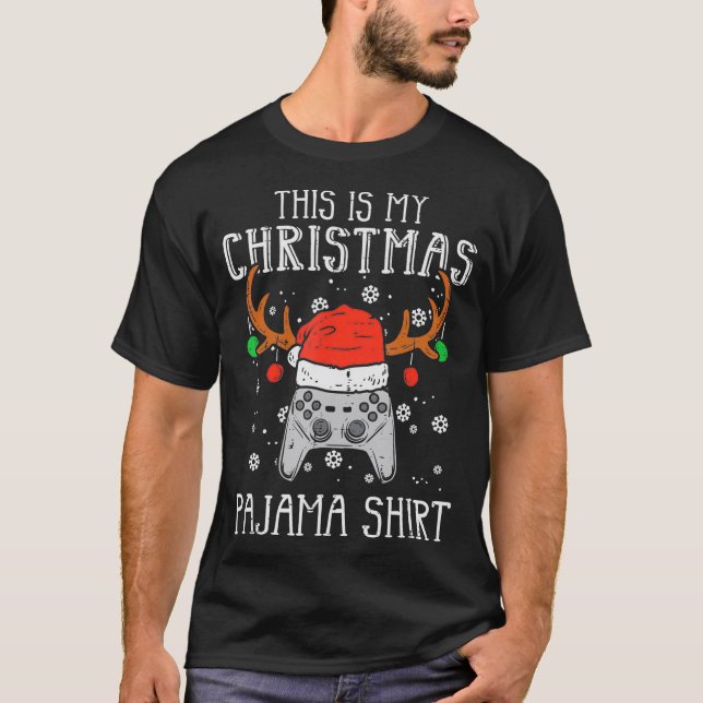 This Is My Christmas Pajama  Gamer Xmas PJs Boys M T-Shirt (Front)