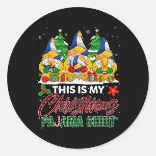 This Is My Christmas Pajama Gnome Volleyball Ball  Classic Round Sticker