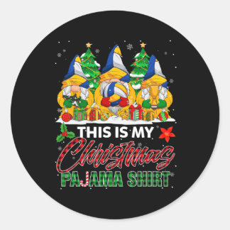 This Is My Christmas Pajama Gnome Volleyball Ball  Classic Round Sticker