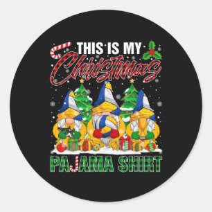 This Is My Christmas Pajama Gnome Volleyball Ball Classic Round Sticker