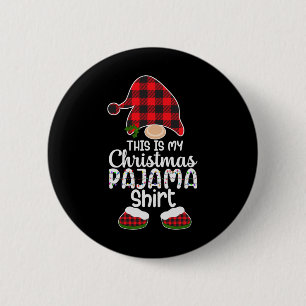 This Is My Christmas Pajama Gnome Xmas Red Plaid 1 6 Cm Round Badge