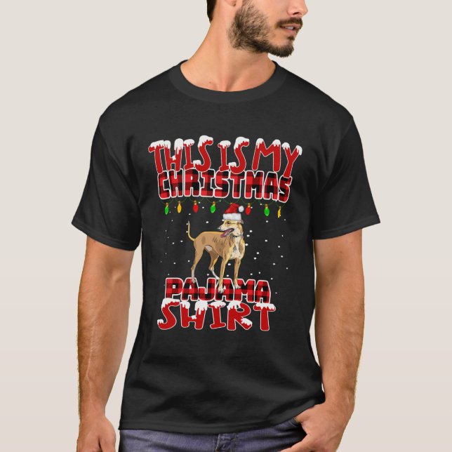 This Is My Christmas Pajama Greyhound Dog Matching T-Shirt (Front)