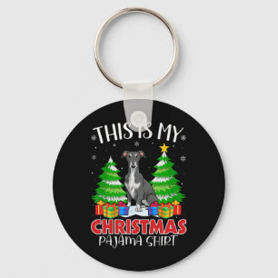 This Is My Christmas Pajama Greyhound Dog Xmas Pjs Key Ring