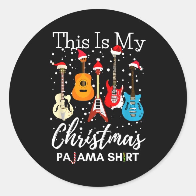This Is My Christmas Pajama Guitar Guitarist Music Classic Round Sticker (Front)