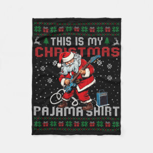 This Is My Christmas Pajama Guitar Ugly Christmas Fleece Blanket