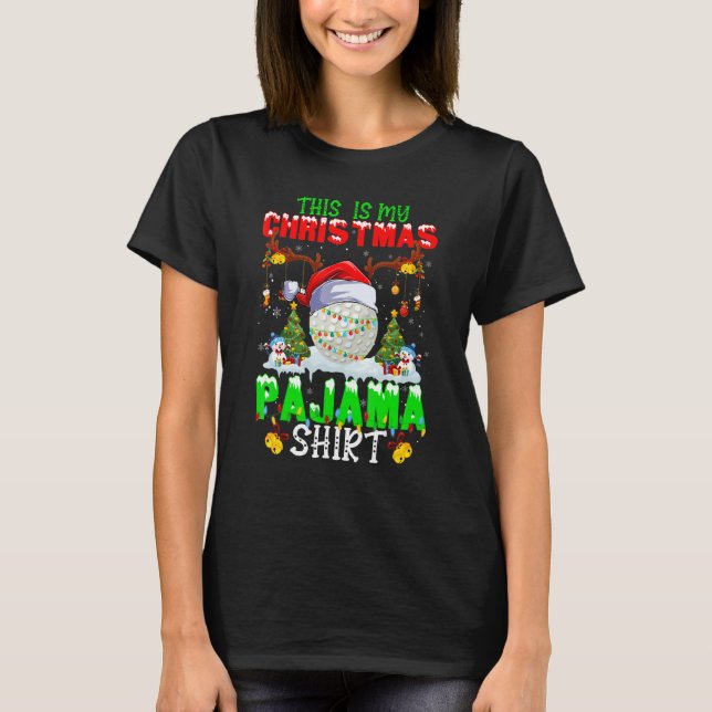 This Is My Christmas Pajama Hockey Santa Hat Xmas  T-Shirt (Front)