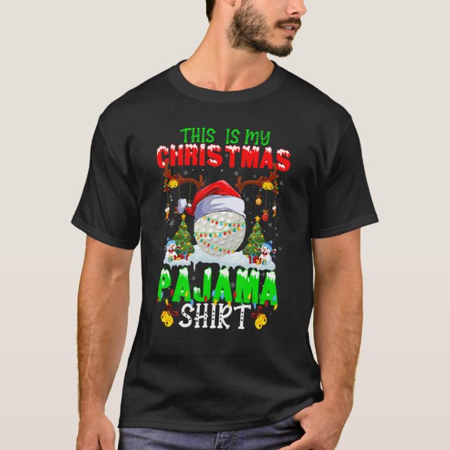This Is My Christmas Pajama Hockey Santa Hat Xmas  T-Shirt (Front)