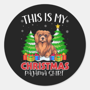 This Is My Christmas Pajama Lhasa Apso Dog Xmas Pj Classic Round Sticker