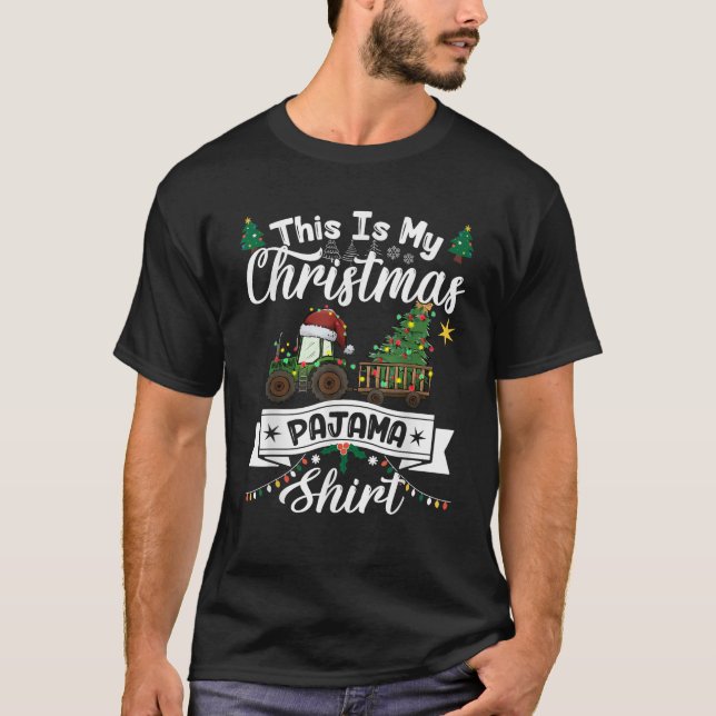 This Is My Christmas Pajama Light Tractor Farmer X T-Shirt (Front)