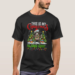 This Is My Christmas Pajama Lighting Racoon Xmas T-Shirt