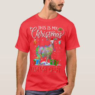 This is My Christmas Pajama  Llama Christmas Light T-Shirt