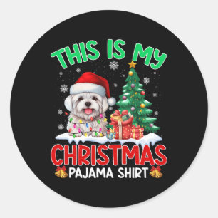 This Is My Christmas Pajama Maltese Dog Lovers Xma Classic Round Sticker