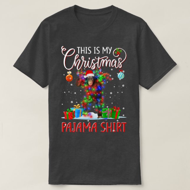 This is My Christmas Pajama  Monkey Christmas Ligh T-Shirt (Design Front)