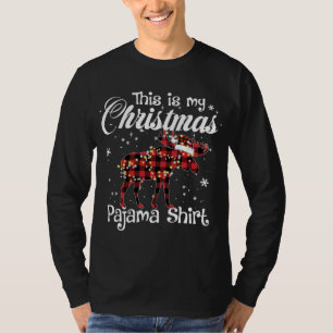 This Is My Christmas Pajama Moose Buffalo Red Plai T-Shirt