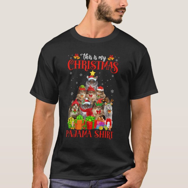This Is My Christmas Pajama  Norwegian Forest Cat  T-Shirt (Front)