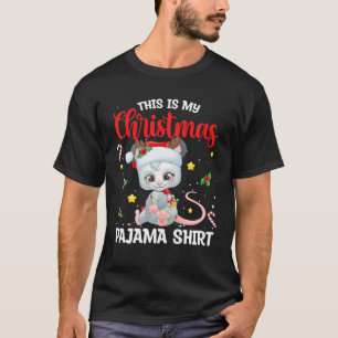 This Is My Christmas Pajama Opossum Santa Hat T-Shirt