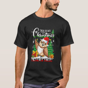 This Is My Christmas Pajama Owl Christmas Tree Lig T-Shirt