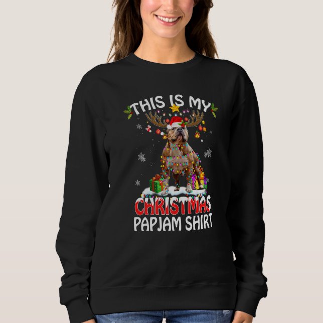 This Is My Christmas Pajama Pit Bull Lights Santa  Sweatshirt (Front)
