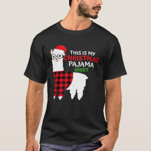 This is my Christmas Pajama Plaid Llama With Santa T-Shirt