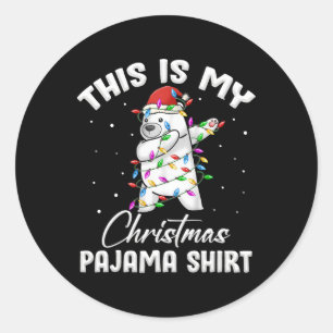 This Is My Christmas Pajama Polar Bear Fun Women M Classic Round Sticker