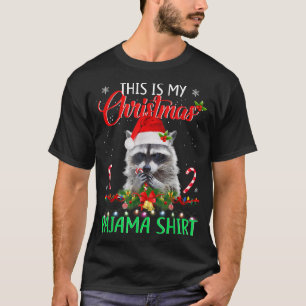 This is My Christmas Pajama Racoon Santa Christm T-Shirt