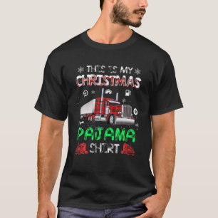 This Is My Christmas Pajama Red Plaid Xmas Trucker T-Shirt