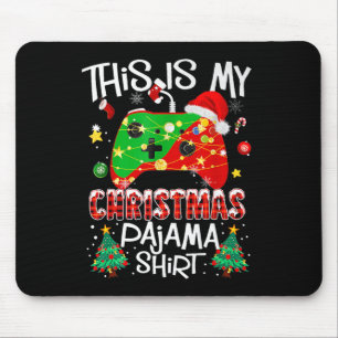 This Is My Christmas Pajama Santa Hat Gamer Video Mouse Pad