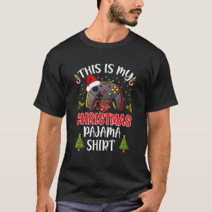 This Is My Christmas Pajama Santa Hat Gamer Video  T-Shirt