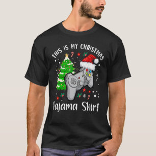 This Is My Christmas Pajama Santa Hat Gamer Video  T-Shirt